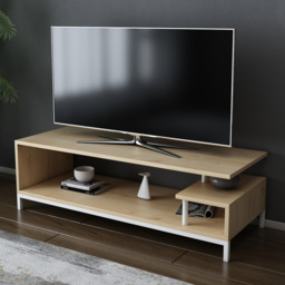 Decorotika Reilly White and Sapphire Oak 2 Shelf TV Unit - thumbnail 1