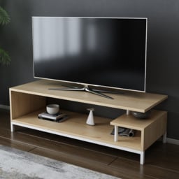 Decorotika Reilly White and Sapphire Oak 2 Shelf TV Unit