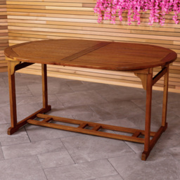 Charles Bentley Acacia 8 Seater Oval Extendable Dining Table - thumbnail 1