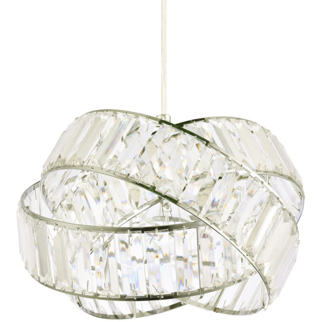 Happy Homewares Chrome 3 Ring Pendant Shade with Transparent Acrylic Prisms - image 1