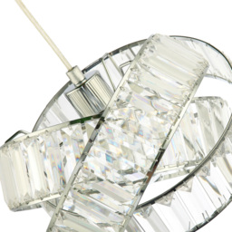 Happy Homewares Chrome 3 Ring Pendant Shade with Transparent Acrylic Prisms - thumbnail 3