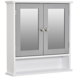 Kleankin White and Grey Mirror Bathroom Cabinet - thumbnail 2