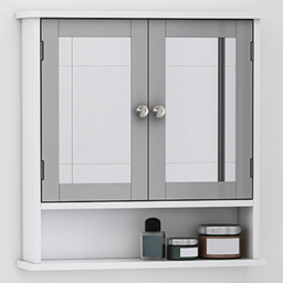 Kleankin White and Grey Mirror Bathroom Cabinet