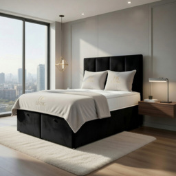 DS Living Harmony Black Double Plush Velvet Ottoman Bed - thumbnail 4