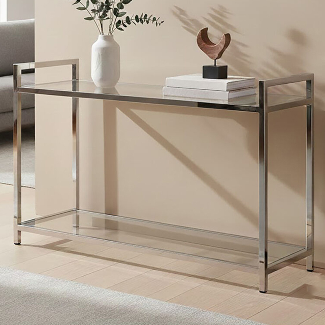 Premier Housewares Vogue Metal and Glass Console Table - image 1
