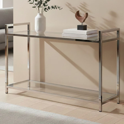 Premier Housewares Vogue Metal and Glass Console Table - thumbnail 1