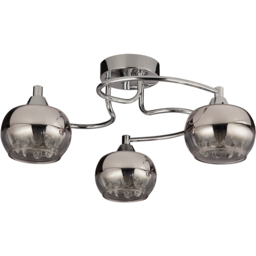 Lighting Collection 3 Light Rose Chrome Glass Flush Ceiling Light with Crystal Decorations