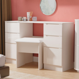 Crowndale Milan Kashmir Gloss and Kashmir 6 Drawer Kneehole Desk Ready Assembled