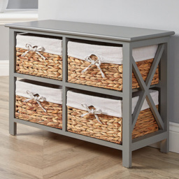 Home Source Dartmouth Grey 4 Drawer Storage Unit