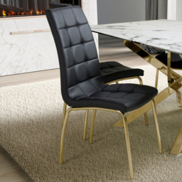 Shankar Jenner Set of 2 Black and Gold Leather Dining Chair