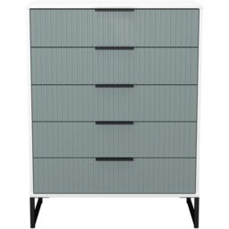Crowndale Fluted 5 Drawer Duck and White Matt Chest of Drawers Ready Assembled - thumbnail 2
