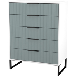 Crowndale Fluted 5 Drawer Duck and White Matt Chest of Drawers Ready Assembled - thumbnail 4
