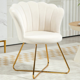 Portland Cream Velvet Accent Chair with Lotus Backrest