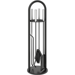 Outsunny Silver Metal Fireplace Companion Set 5 Piece - thumbnail 1