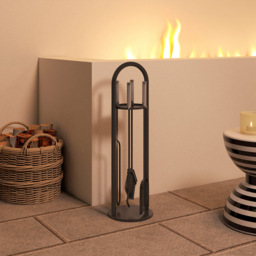 Outsunny Silver Metal Fireplace Companion Set 5 Piece - thumbnail 4