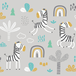 Origin Murals Dancing Zebras Grey Wall Mural - thumbnail 2