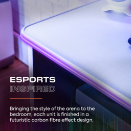 X Rocker Carbon-Tek White Single Door 2 Shelf TV Media Cabinet with Neo Fibre LED Light - thumbnail 3