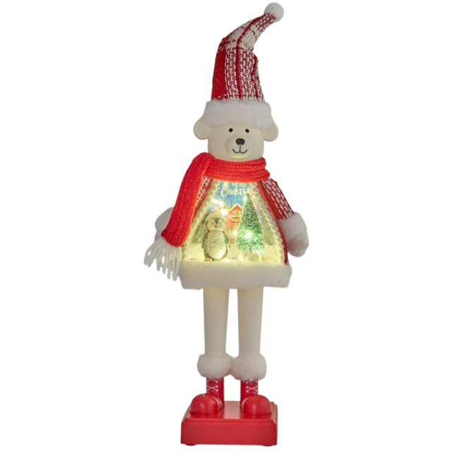 Sleigh Bells Ring LED Red and White Scene Standing Bear Christmas Decoration - image 1