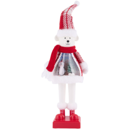 Sleigh Bells Ring LED Red and White Scene Standing Bear Christmas Decoration - thumbnail 2