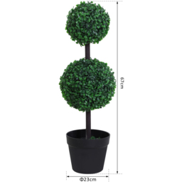 Outsunny Boxwood Ball Tree Artificial Plant In Pot 2.2ft 2 Pack - thumbnail 3