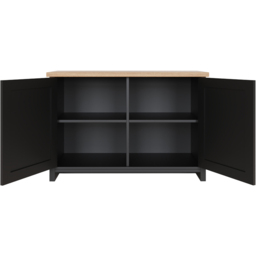 GFW Lancaster 2 Door Black and Oak Shoe Storage - thumbnail 3