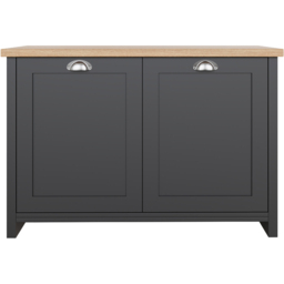 GFW Lancaster 2 Door Black and Oak Shoe Storage - thumbnail 2