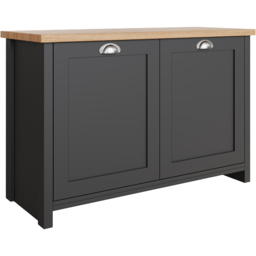 GFW Lancaster 2 Door Black and Oak Shoe Storage - thumbnail 4