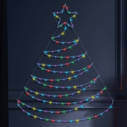 Xmas Haus Christmas Tree Silhouette 140 RGB LED Metal Wall Light with Star Topper and Remote 150cm - thumbnail 1