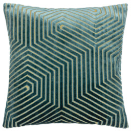Paoletti Evoke Teal Cut Velvet Cushion - thumbnail 1