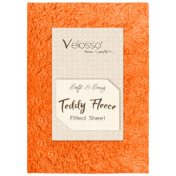 Velosso Single Rust Teddy Fleece Fitted Sheet