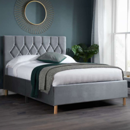 Loxley Grey Small Double Fabric Bed - thumbnail 1