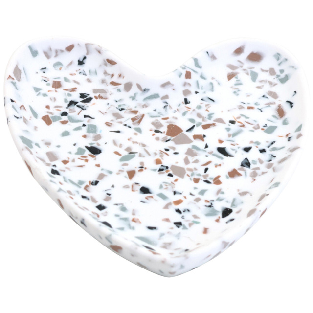 Heart Speckle Soap Dish White
