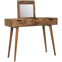 Artisan Furniture Beige 2 Drawer Solid Wood Oak Dressing Table - thumbnail 4