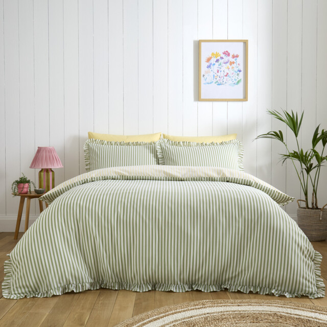 Felicity Frill Duvet Set Green Single - image 1