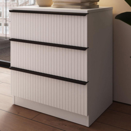 FWStyle Lania White 3 Drawer Scalloped Chest of Drawers - thumbnail 1