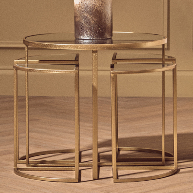 Premier Housewares Farran Champagne Gold Nest of Coffee Tables Set of 5 - image 1