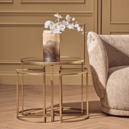 Premier Housewares Farran Champagne Gold Nest of Coffee Tables Set of 5 - thumbnail 2