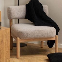 Florence Burley Oak and Beige Fabric Lounge Chair