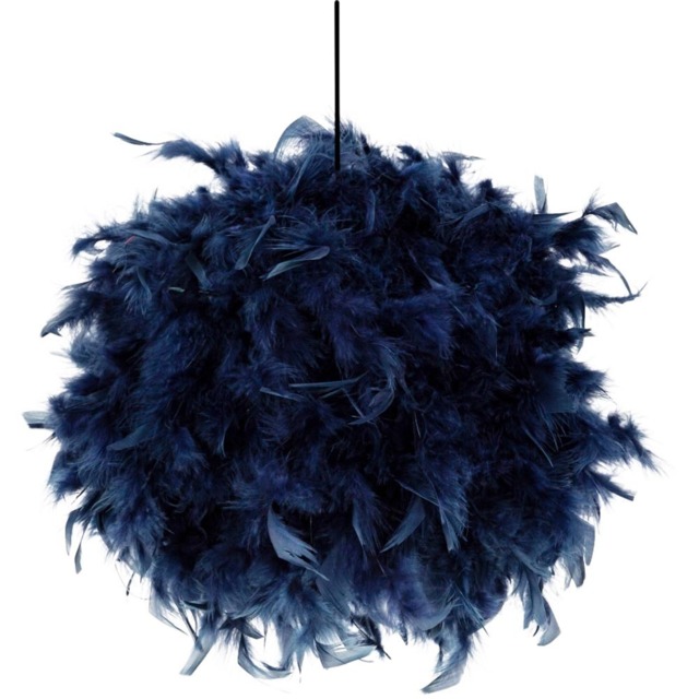 Happy Homewares Navy Blue Feather Decorated Ceiling Pendant Shade Small - image 1