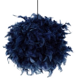 Happy Homewares Navy Blue Feather Decorated Ceiling Pendant Shade Small