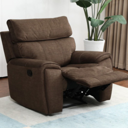 Cancun Brown Fabric Manual Recliner Chair with Footrest