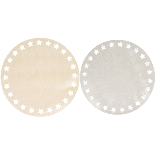 Prostar Round Silver and Gold Faux Leather Reversible Placemat 38cm 2 Pack - image 1