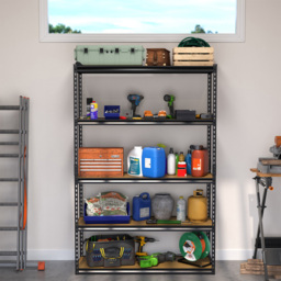 Homebase Handy 5 Shelf Black Shelving Unit - thumbnail 2
