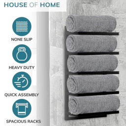 House of Home Black Wall Mounted Towel Holder - thumbnail 2