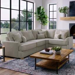 Alba City 5 Seater Stone Fabric Left Hand Corner Sofa