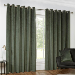 Divante Vermont Velvet Blackout Eyelet Curtain Olive 168 x 137cm