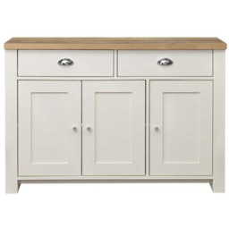 Highgate 3 Door 2 Drawer Cream and Oak Sideboard - thumbnail 2