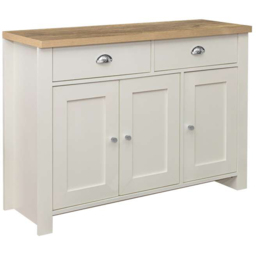 Highgate 3 Door 2 Drawer Cream and Oak Sideboard - thumbnail 4