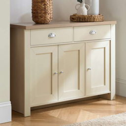 Highgate 3 Door 2 Drawer Cream and Oak Sideboard - thumbnail 1