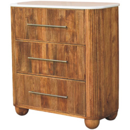 Artisan Furniture Beaumont Brown and White 3 Drawer Marble Solid Wood Chest of Drawers - thumbnail 3